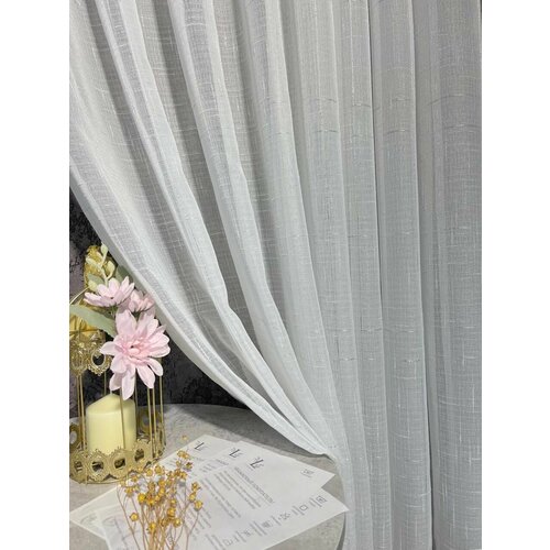 Тюль лен серебро высота 220