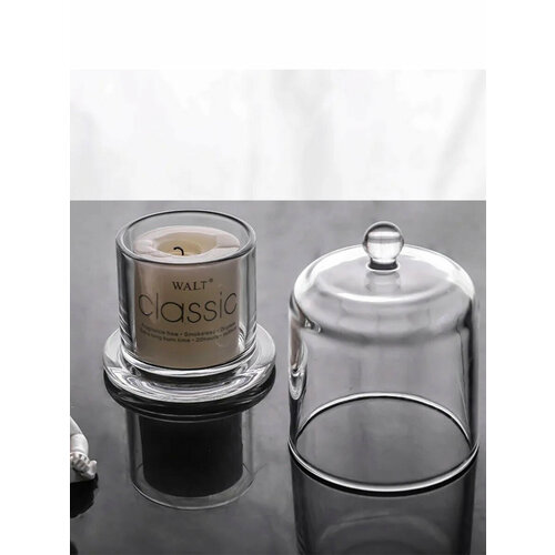 Подсвечник из толстого стекла с крышкой 350 ml банка стеклянная с крышкой-куполом контейнер для заливки свечей подсвечник контейнер для насыпных свечей 1270₽