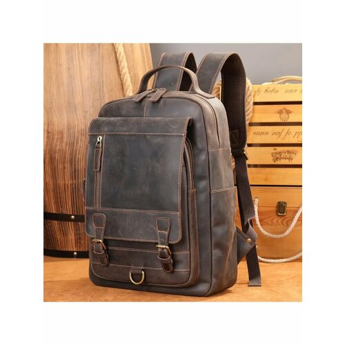 Рюкзак GENUINE LEATHER, черный зернистый