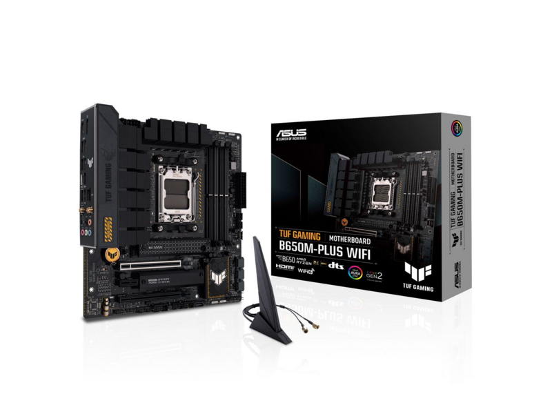 Материнская плата TUF GAMING B650M-PLUS WIFI AM5 mATX 4xDDR5 2xPCIEx16 PCIEx1 2xM.2 USB-C DP HDMI 2.5GLAN Wi-Fi 6 (90MB1BF0-M0EAY0) (912118)