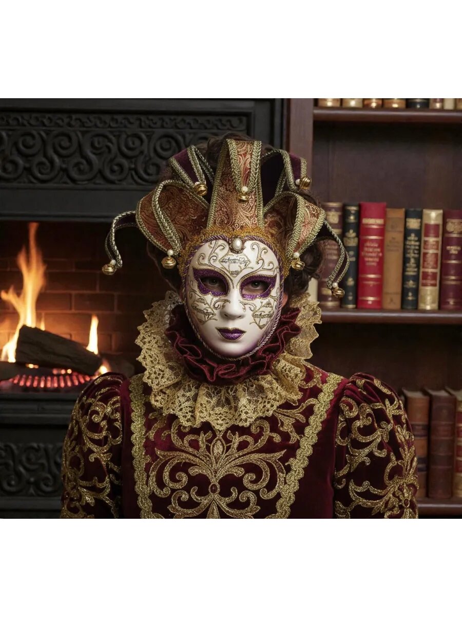 Карнавальная маска Сфера "Венецианская", фиолетовая, на завязках, пластик/текстиль — фото 1