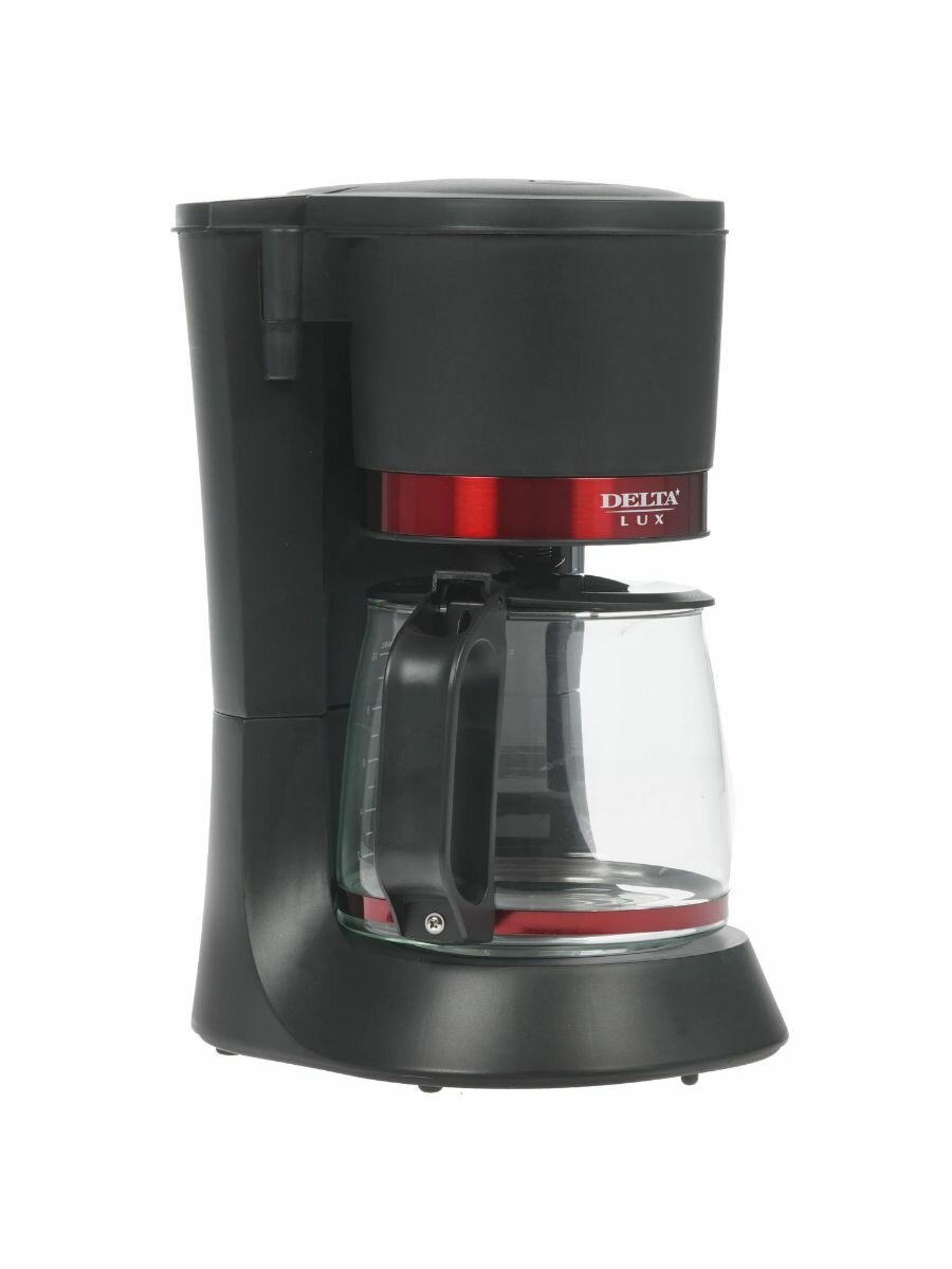 Кофеварка капельная электрическая DELTA LUX DL-8152 Мощность 680 Вт Объём кофейника 1200 мл Черный/Красный