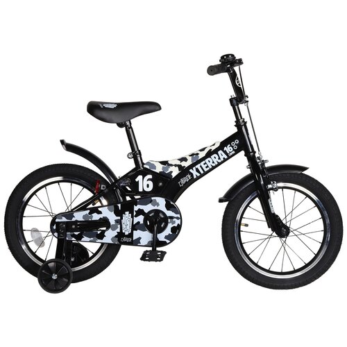 фото Велосипед детский двухколесный "city-ride xterra", радиус 16", страховочные колеса, велосипед для мальчиков, для девочек, для детей, цвет черный, требует финальной сборки