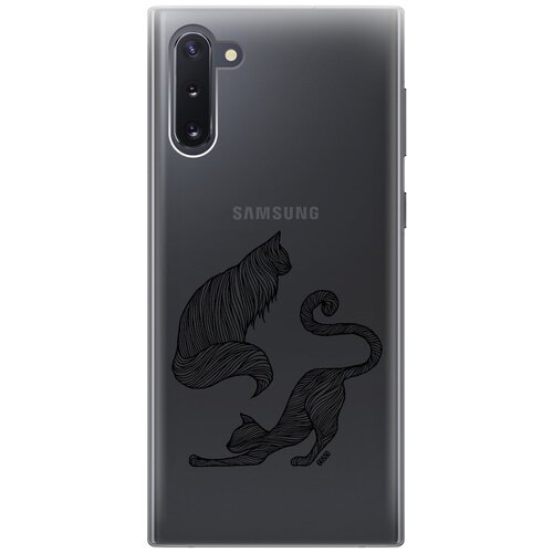 Ультратонкий силиконовый чехол-накладка Transparent для Samsung Galaxy Note 10 с 3D принтом Lazy Cats ультратонкий силиконовый чехол накладка для samsung galaxy m31 с 3d принтом lazy cats