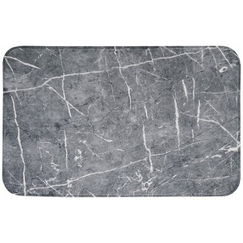 фото Коврик для ванной комнаты swensa marble 80x50 см цвет тёмно- серый