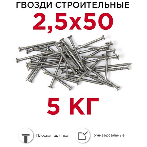 МТК Гвозди строительные 5 кг, 2,5x50 1085025050 .