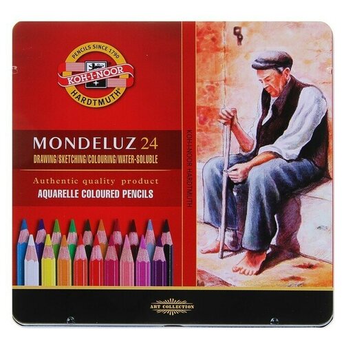 Карандаши акварельные набор 24 цвета, Mondeluz 3724, в металлическом пенале карандаши акварельные набор 24 цвета mondeluz 3724 в металлическом пенале