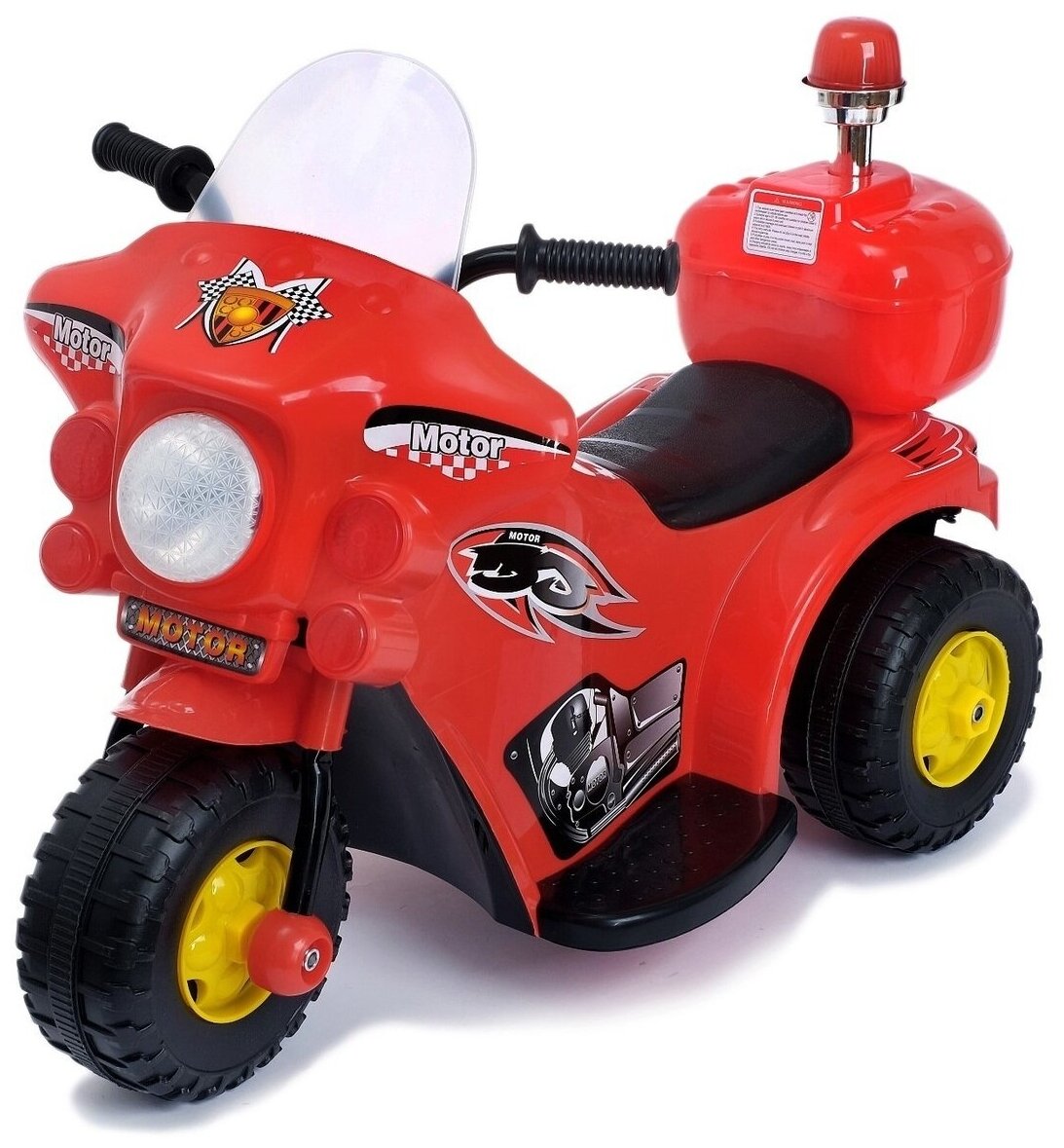 Электромобиль"Мотоцикл шерифа", цвет красный / детский траспорт / каталка для малышей / подарок на день рождения ребенку / для игр на улице / (1 шт.)
