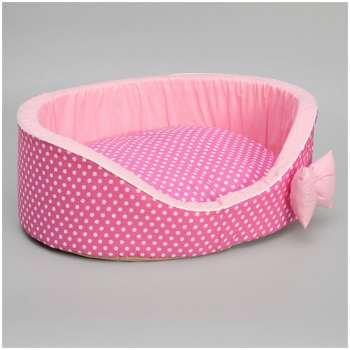 фото Лежанка для кошек, лежак для собак, подушка для кошек собак, 49 х 36 х 17 см, бязь, розовая пижон