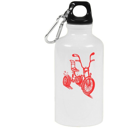 Бутылка с карабином CoolPodarok Иллюстрация. Красный велосипед