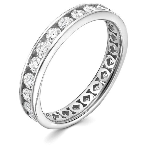 Кольцо обручальное Vesna jewelry, белое золото, 585 проба, родирование, бриллиант, размер 17.5, бесцветный кольцо с бриллиантом 0 055 карат из белого золота 86957 vesna jewelry размер 15