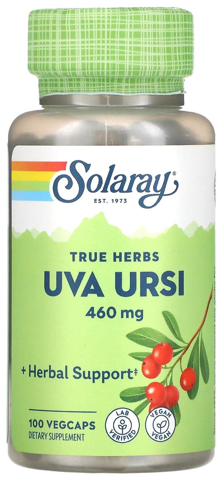 Solaray толокнянка обыкновенная (Uva ursi) 460 мг 100 вегетарианских капсул