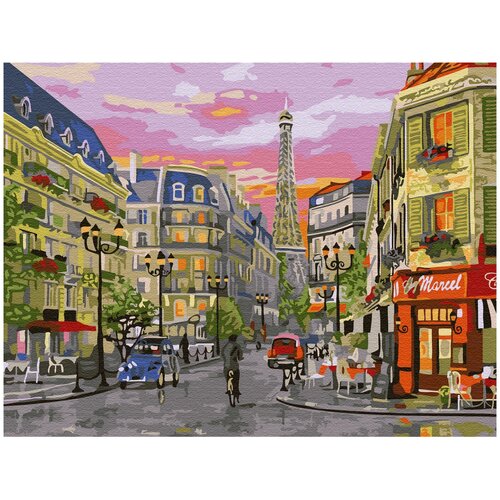 Картина по номерам с цветным холстом Molly 30х40 см Парижская улица