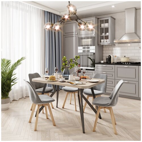 Обеденный стол домус Оригами-8 вяз светлый/металл черный (110х70 см)