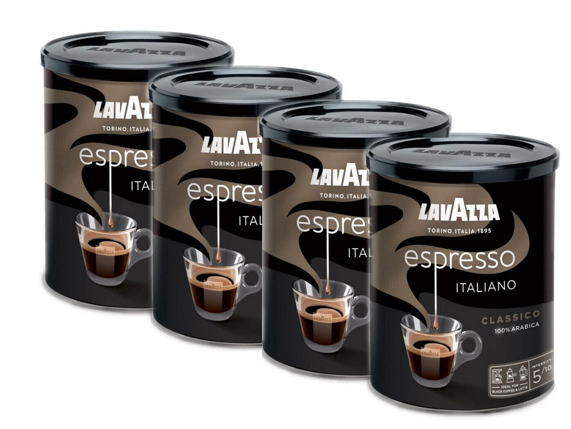 Кофе молотый Lavazza Espresso (Эспрессо) ж/б 250г, 4шт