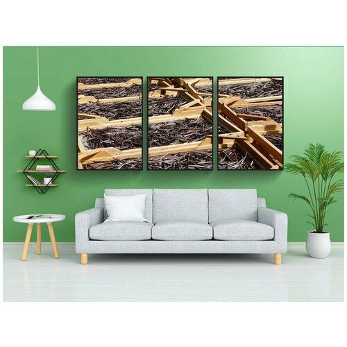 фото Набор модулных постеров для интерьера "сушка, ванильных бобов, маврикий" 60x90 см. в тубусе, без рамки lotsprints