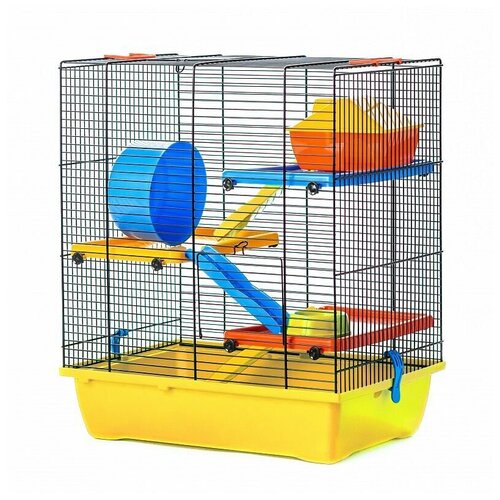 клетка interzoo g 137 rocki terrace 420х290х500мм для грызунов Клетка InterZoo G-048 GINO II COLOR +PLASTIC (420х290х490мм), для грызунов, прут цветной