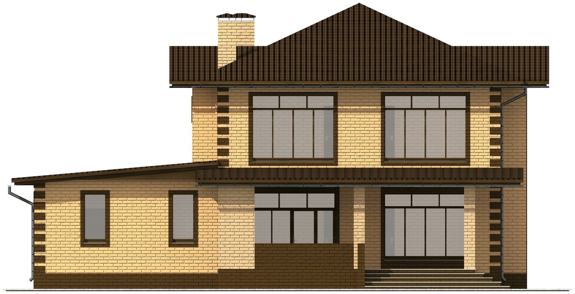 Готовый проект двухэтажного дома с гаражом из керамического блока с облицовкой из керамического облицовочного кирпича площадью 273,6 кв.м - фотография № 4