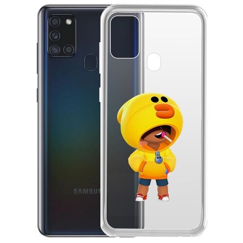 чехол накладка clear case brawl stars леон хищник для samsung galaxy s21 ultra g998 Чехол-накладка Clear Case Brawl Stars-Леон Салли для Samsung Galaxy A21s (A217)