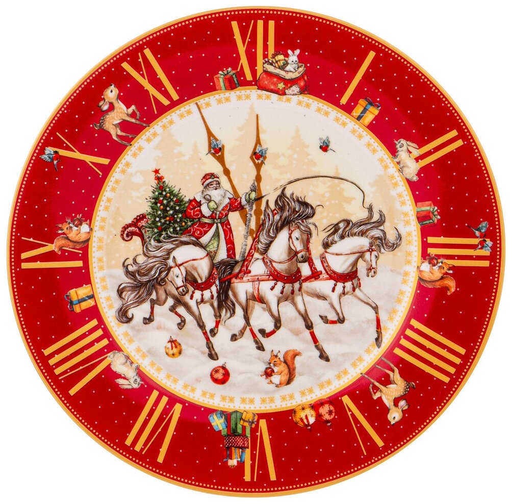 Тарелка обеденная часы 21см красная Lefard (158420)