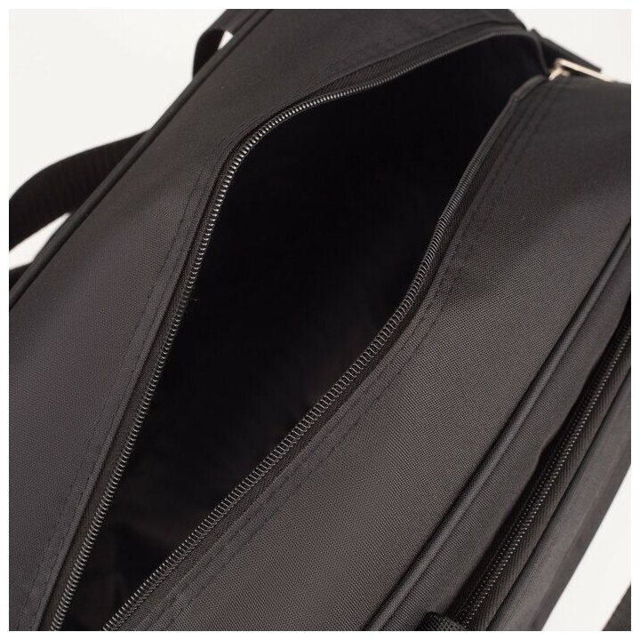 Сумка дорожная на молнии, 2 наружных кармана, держатель для чемодана, длинный ремень, цвет чёрный - фотография № 3