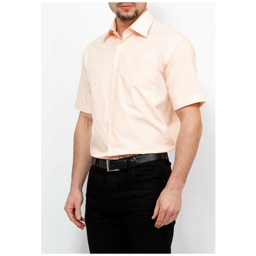 Рубашка мужская короткий рукав GREG Gb520/309/CR/Z, Полуприталенный силуэт / Regular fit, цвет Бежевый, рост 174-184, размер ворота 38