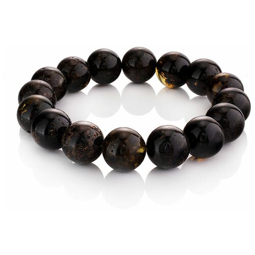 фото Amberholl стильный браслет из натурального тёмного янтаря «метеорит»
