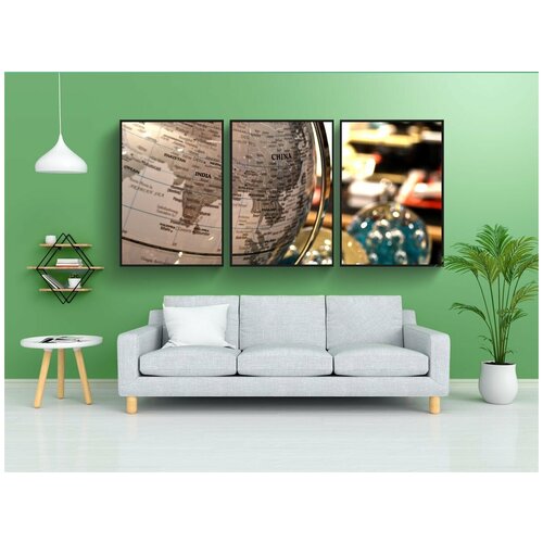 фото Набор модулных постеров для интерьера "мир, пуля, атлас" 60x90 см. в тубусе, без рамки lotsprints