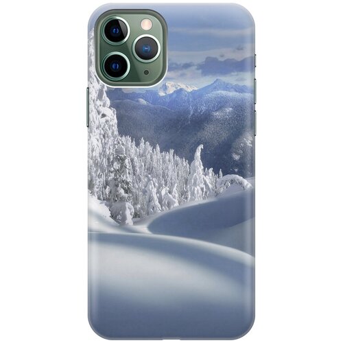 фото Силиконовый чехол на apple iphone 11 pro / эпл айфон 11 про с принтом "заснеженный лес и горы gosso