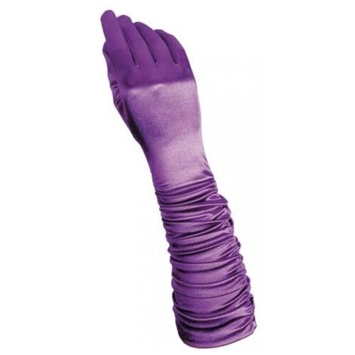 фото Фиолетовые сатиновые перчатки со сборкой (7928), взрослые. widmann