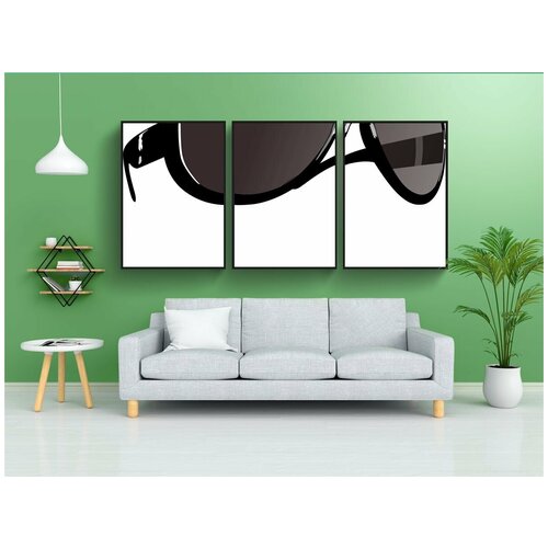 фото Модульный постер "солнечные очки, здорово, солнце" 180x90 см. из 3х частей в тубусе, без рамки lotsprints