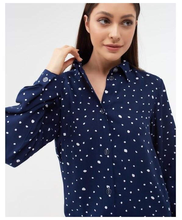 Рубашка (сорочка) женская KAFTAN «Горошек», цвет синий, размер 44-46 - фотография № 2