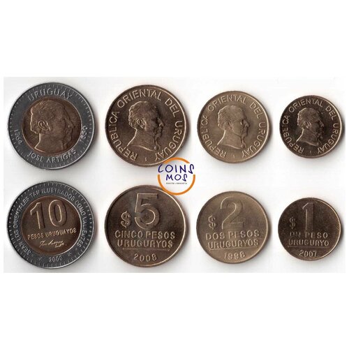 Уругвай Набор из 4 монет 1998 - 2008 г. альбом елены четвертковой 2008 г и игоря четверткова 1998 г