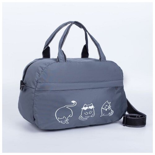 фото Сумка спорт 14, 42*19*27, отд на молнии, н/карман, длин ремень, серо/черный 4736537 magic store