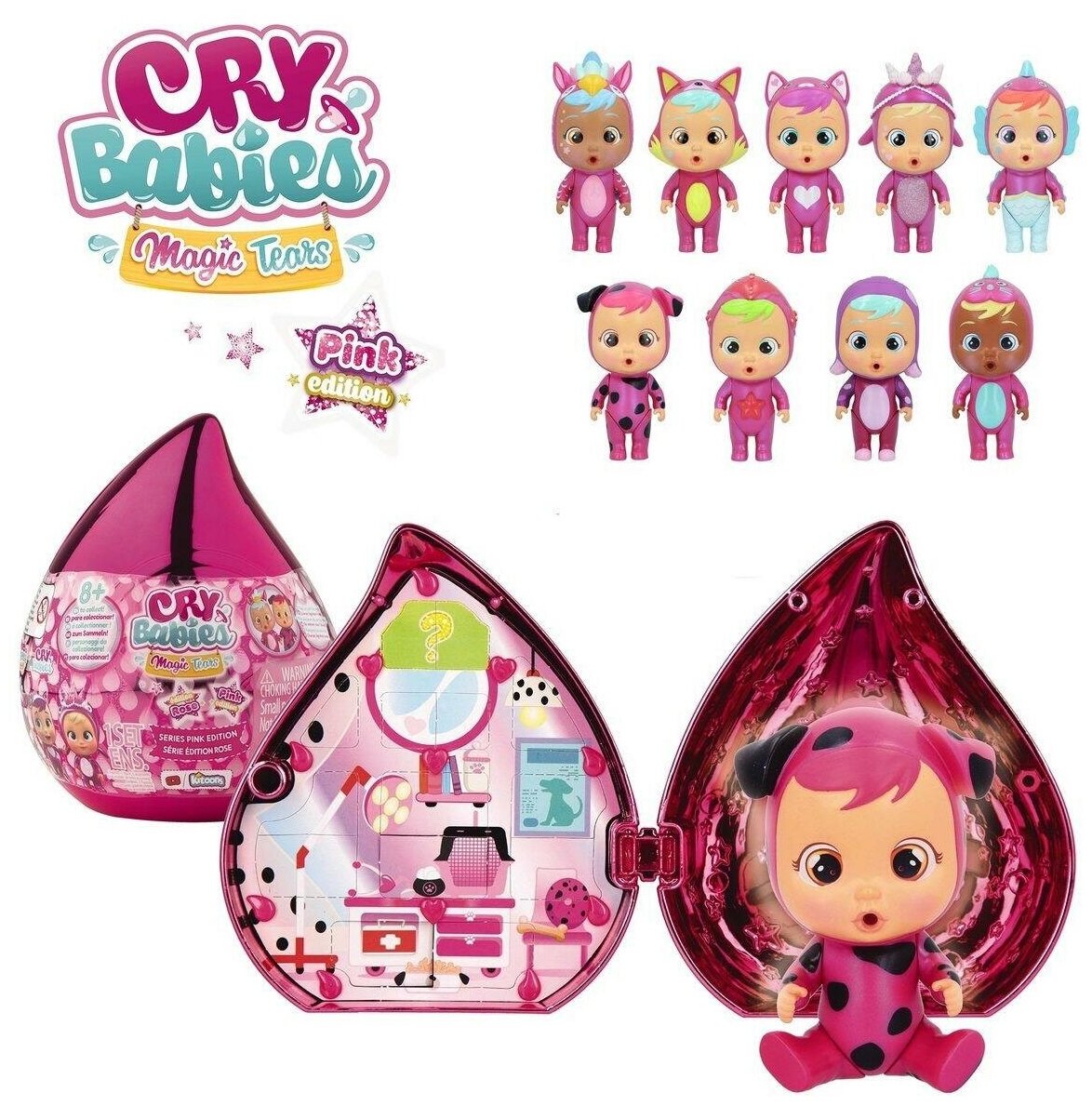 IMC Toys Пупс-сюрприз плачущий младенец c розовым домиком Cry Babies Magic Tears Pink Edition