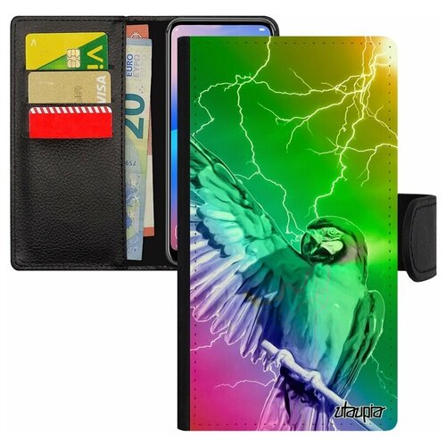 фото Чехол- книжка на мобильный iphone 7, "попугай" птица какаду utaupia