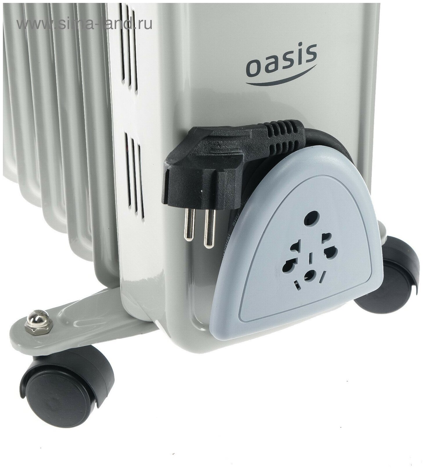 Масляный радиатор Oasis US-20, 2 кВт, 20 м², колеса в комплекте, серый - фотография № 6
