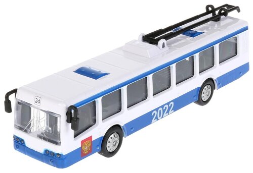 Троллейбус ТЕХНОПАРК SB-16-65WB 1:43, 21 см, белый/синий