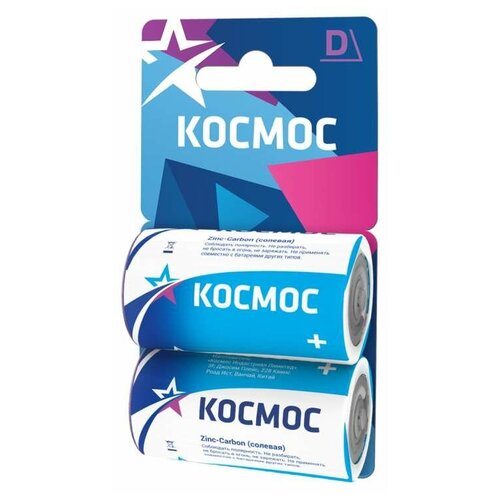 Элемент питания солевой R20 (блист.2шт) Космос KOCR202BL ( 4 упак.)