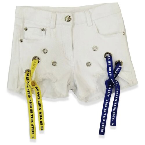 фото Шорты джинсовые colabear, размер 154 см, белый, 184573