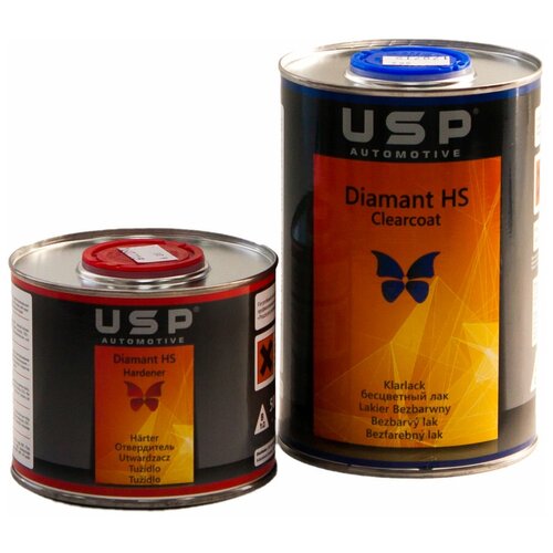 Комплект (отвердитель для лака, лак) USP AUTOMOTIVE Diamant HS 2:1 Clearcoat, 2 шт. 1000 мл 500 мл