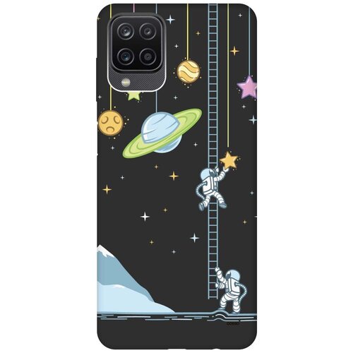 фото Силиконовая чехол-накладка silky touch для samsung galaxy a12 с принтом "ladder into space" черная gosso
