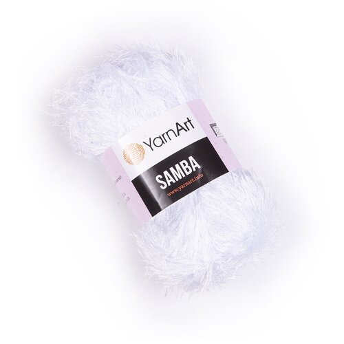 Пряжа для вязания YarnArt Samba (ЯрнАрт Самба) - 3 мотка 501 отбелка, травка, фантазийная для игрушек 100% полиэстер 150м/100г
