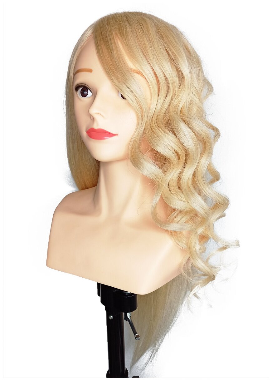 Учебная голова манекен с плечами для парикмахера блонд