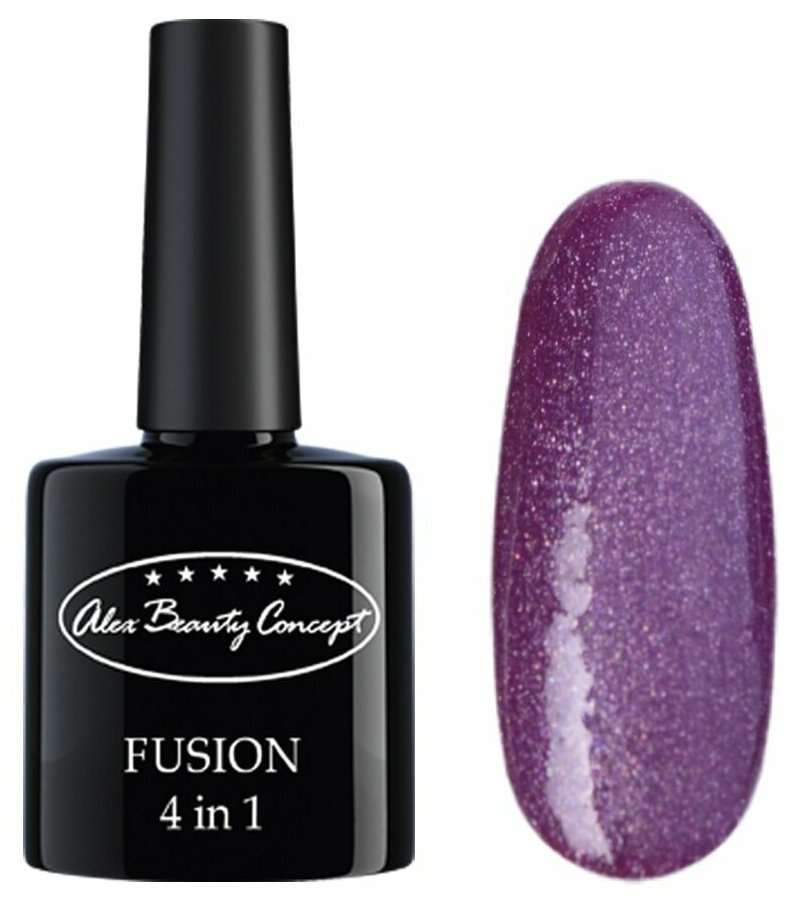 Alex Beauty Concept Гель-лак FUSION 4 IN 1 GEL,7.5 мл, цвет фиолетовый с блестками.