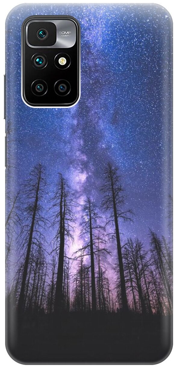 Силиконовый чехол Ночной лес и звездное небо на Xiaomi Redmi 10 / Сяоми Редми 10