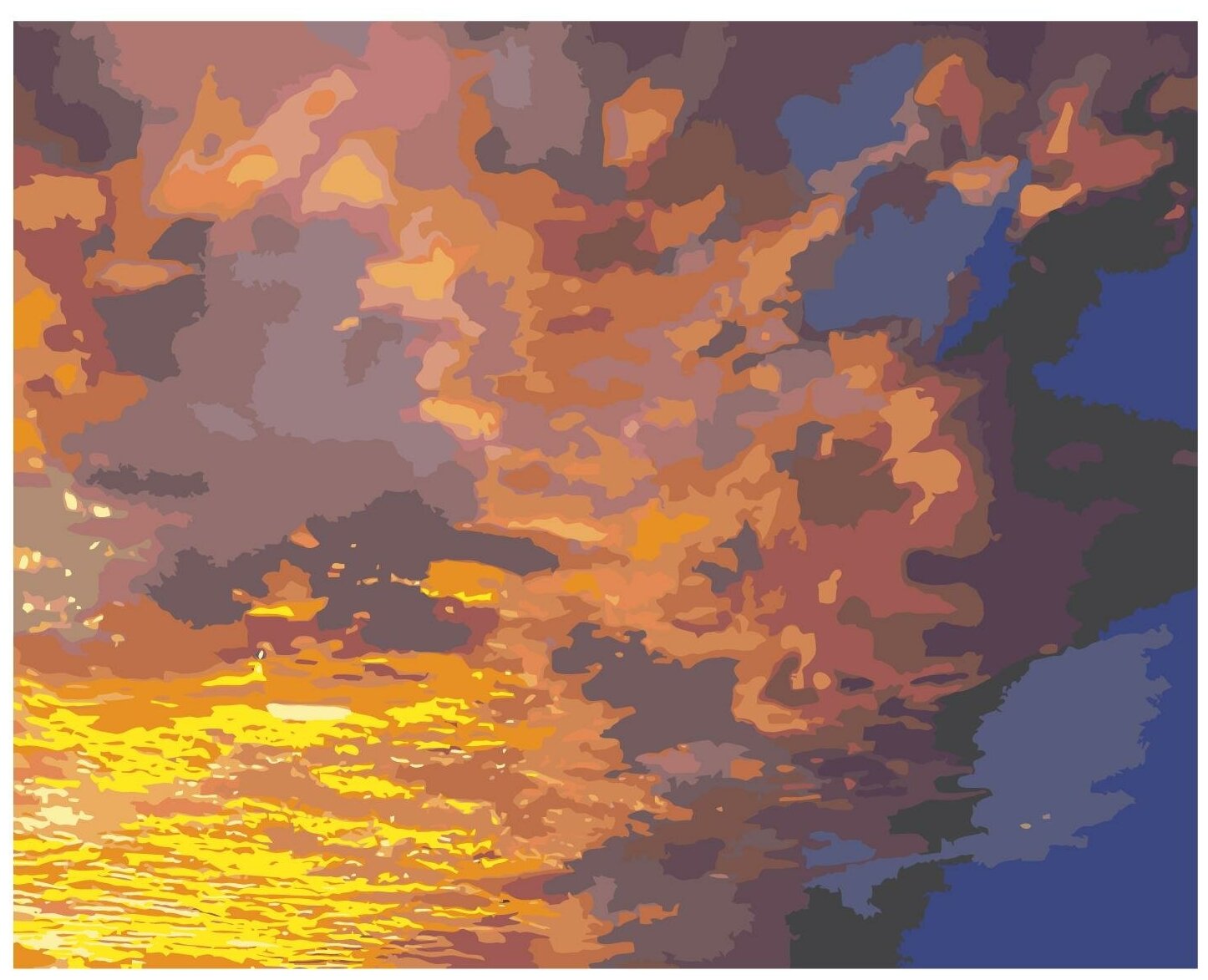 Картина по номерам, "Живопись по номерам", 40 x 50, ets497-4050, закат, небо, облака, пейзаж, Яркие цвета