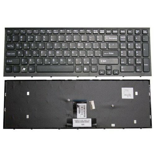 Клавиатура для ноутбука Sony Vaio VPC-EB3E4R черная с черной рамкой