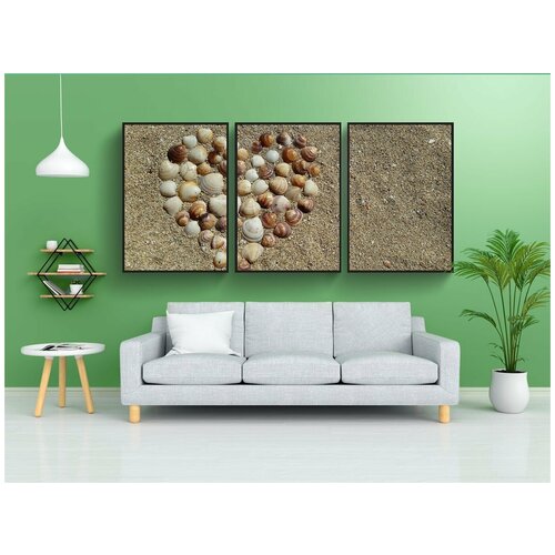 фото Набор модулных постеров для интерьера "сердце, моллюски, гармония" 60x90 см. в тубусе, без рамки lotsprints