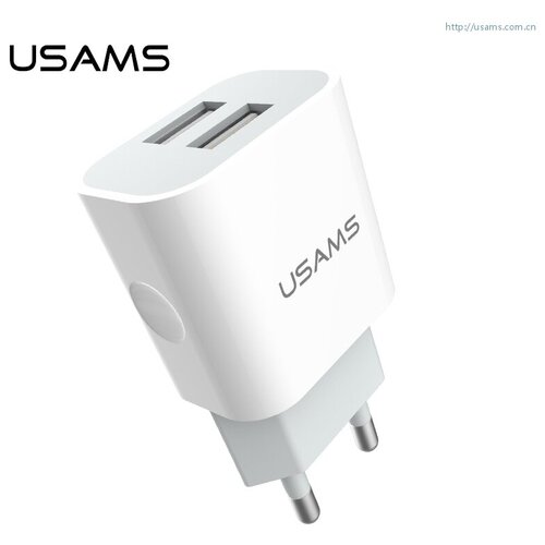 СЗУ USB 2.4A 2 выхода USAMS US-CC023 белый зу сетевое breaking p 02 2 usb 2 4 a белый коробка 22102